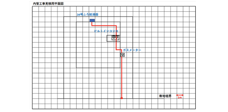 標準モデル・ガス内管工事平面図
